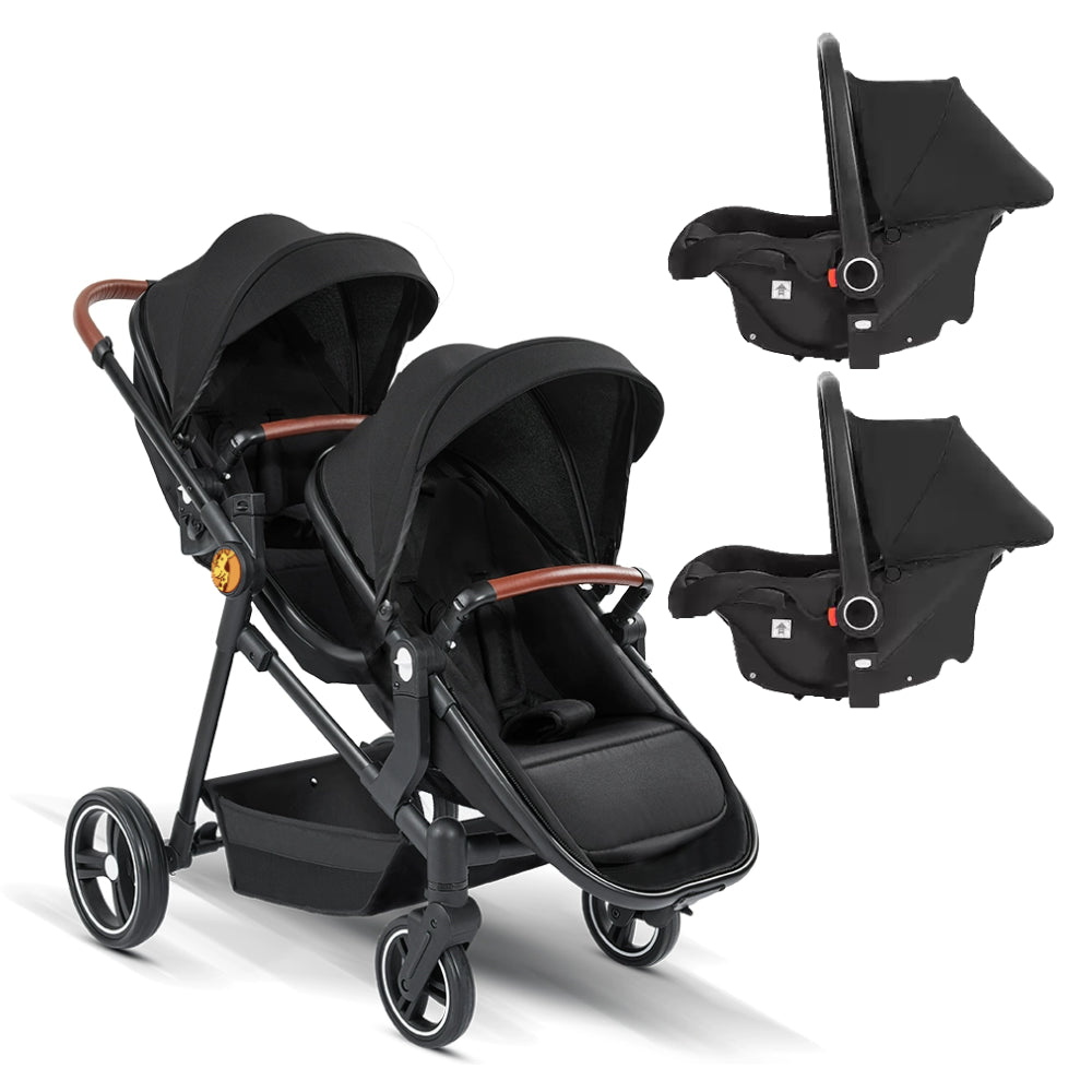 Foldable Double Seat Twin Stroller – Lightweight Portable Twin Baby Pushchair for Travel & Everyday Use