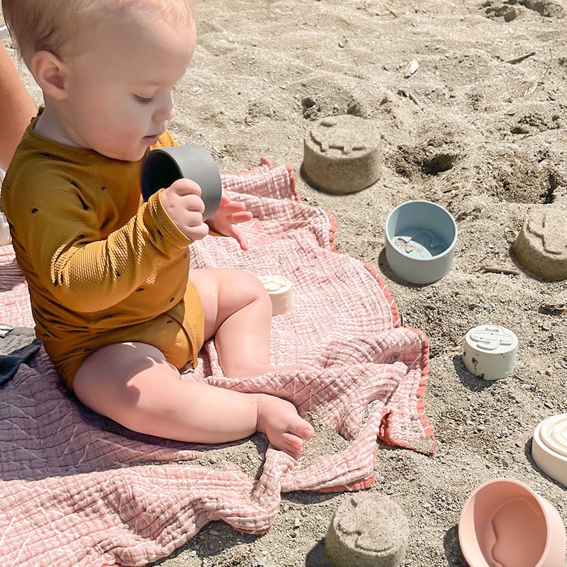 Baby Bitz Silicone Stacking Cups Set with Engraved Logo Pouch