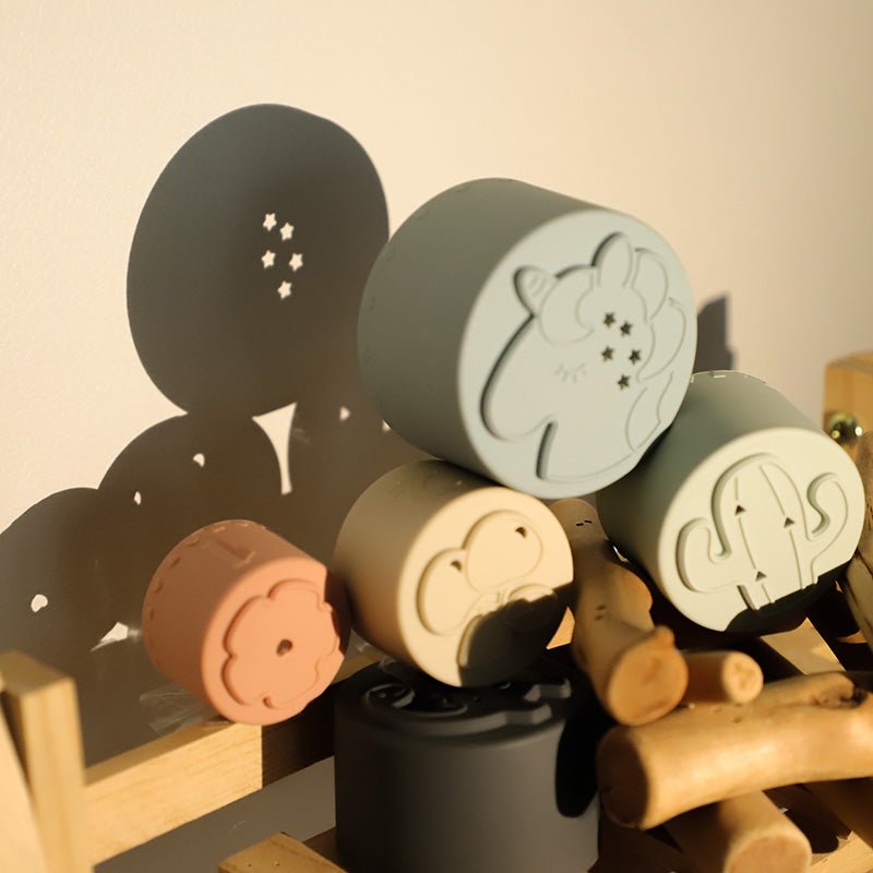 Baby Bitz Silicone Stacking Cups Set with Engraved Logo Pouch